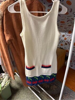 Urban Outfitters Kimchi Blue Cream Knit Dress with Cherry Border NWOT